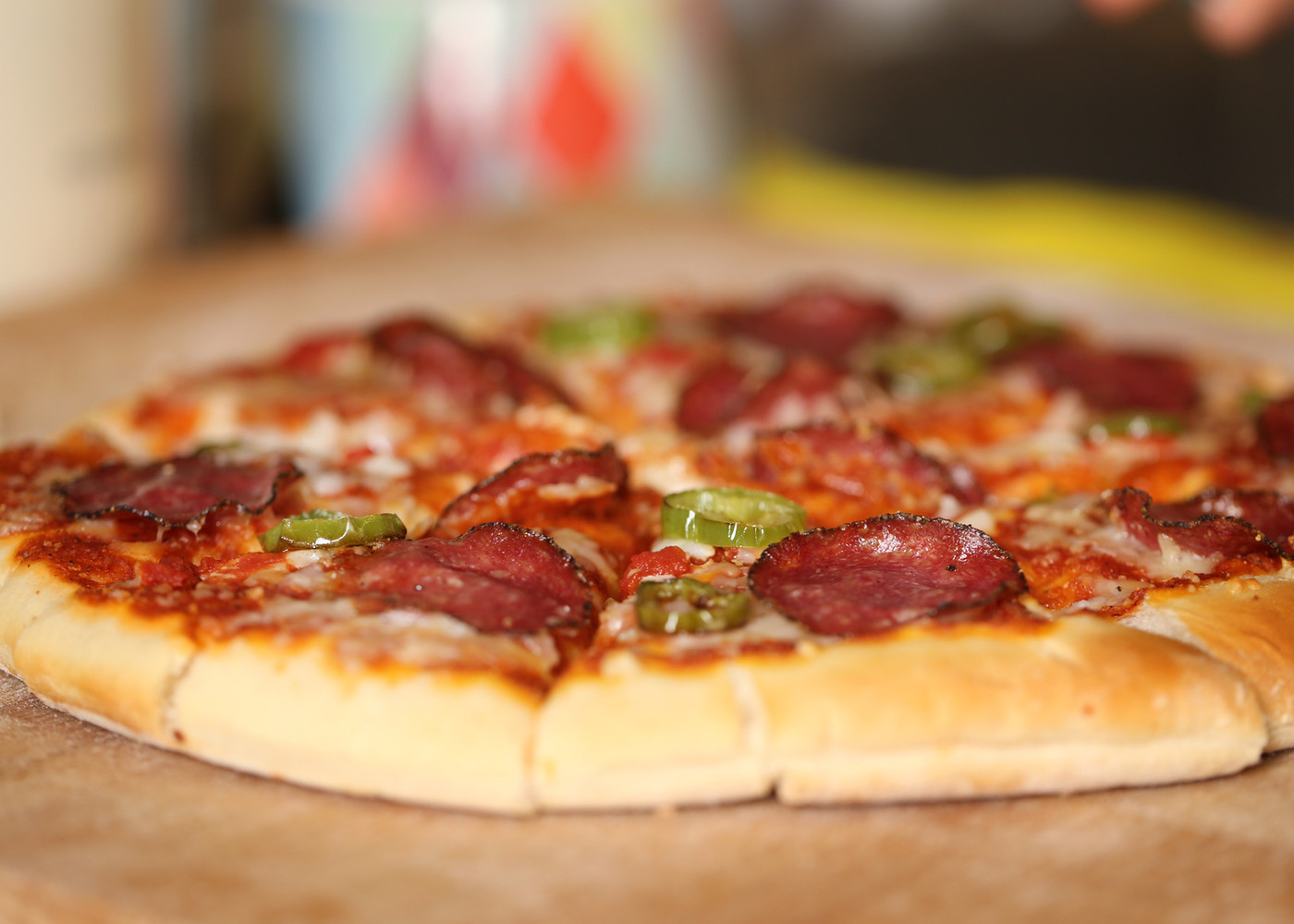 Pepperoni and sopressata pizza